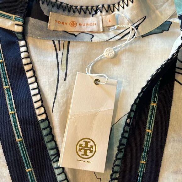 New! Tory Burch Iris Floral Prints Kaftan Tunic Top Size 8 100% Cotton NWT - Picture 9 of 16